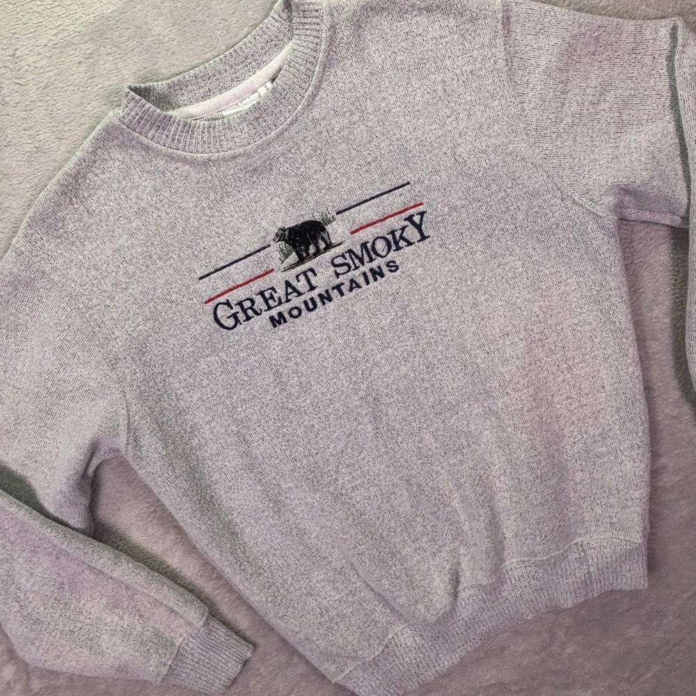 ESY Surf Co Women Sweatshirt S Gray Great Smoky Mountains Embroidered Crewneck